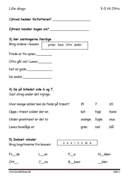 Elevopgaver til Dingobøger. Lille Dingo