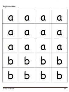 Bogstavsbrikker til pauseopgaver i skolen.