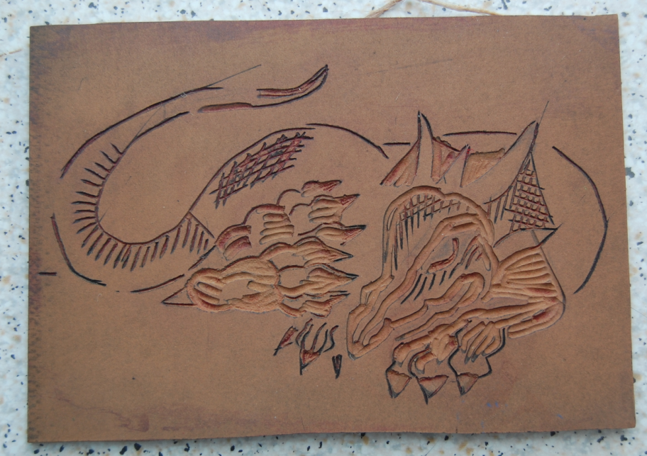 Grafisk tryk i billedkunst undervisningen. Linoleums plade.