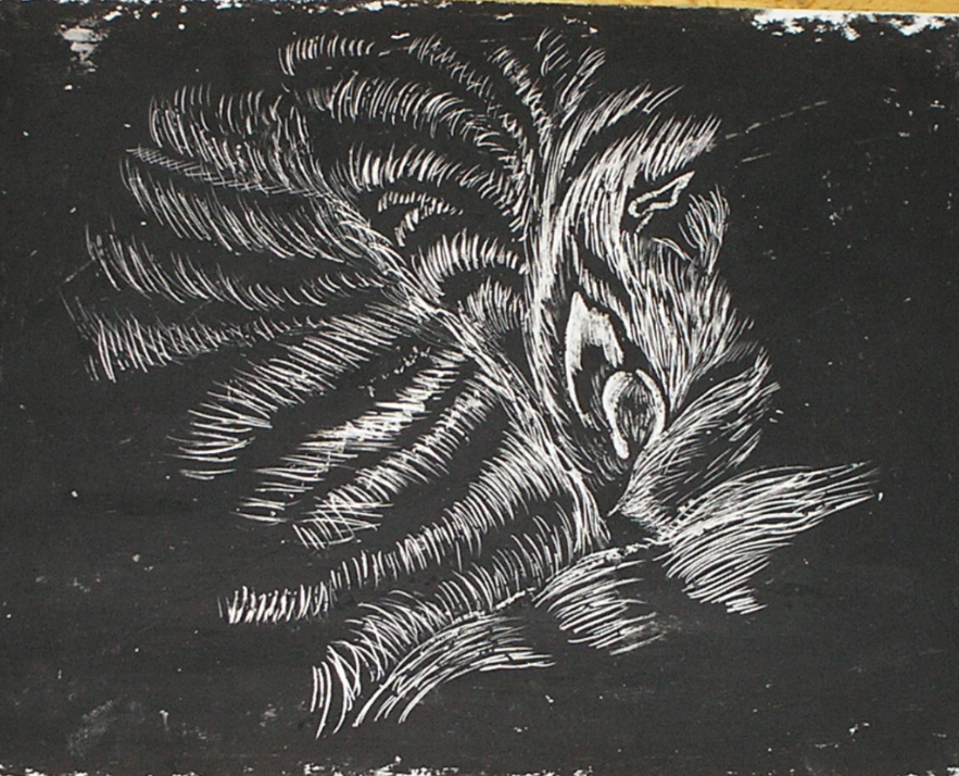 Grafisk tryk i billedkunst undervisningen. Linoleums plade.