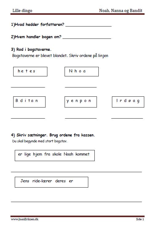 Elevopgaver til Dingobøger. Lille Dingo
