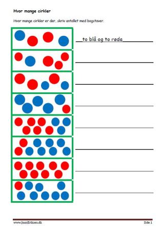 Tælle opgave til matematik undervisningen. og talord