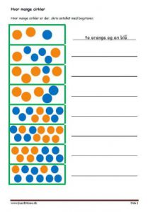 Tælle opgave til matematik undervisningen. og talord