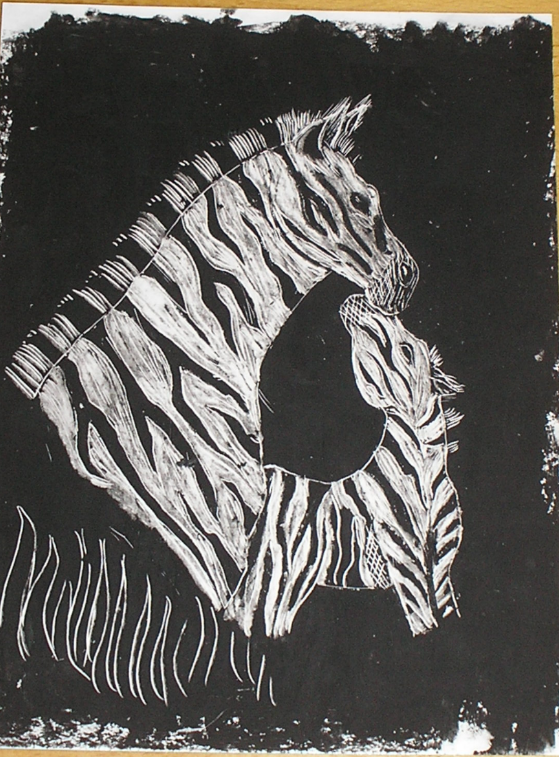 Grafisk tryk i billedkunst undervisningen. Linoleums plade.