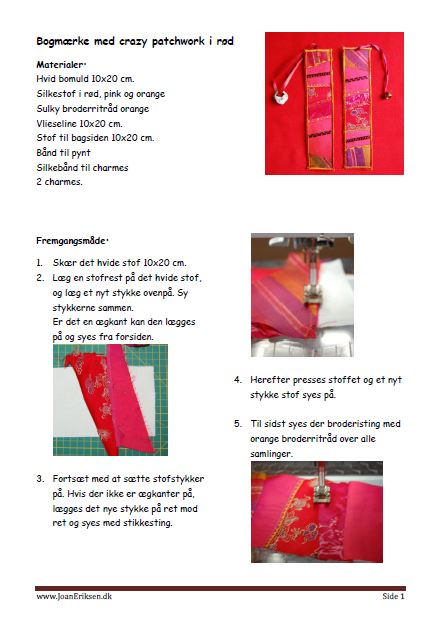 Bogmærker med sy-vejledning til undervisningen i Håndværk og design.