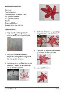 Blad med frit maskinbroderi.