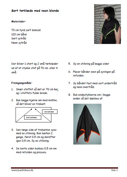 Re-design genbrugs tørklæder til et nyt og moderne look. Undervisning i håndværk og design.