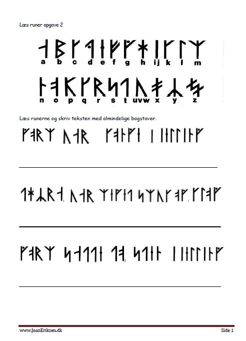 Elevopgaver til historie undervisningen i Jellinge stenene og Runer.