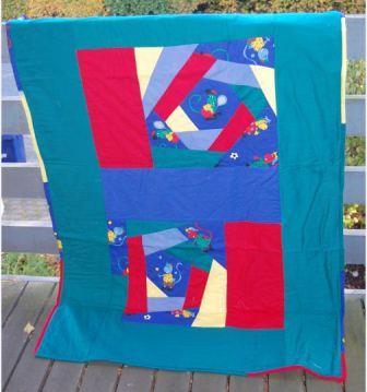 Børne tæppe med crazy patchwork.