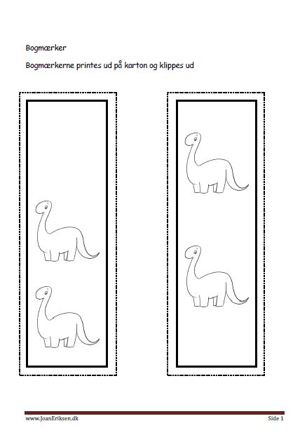 Bogmærker til undervisningen i temaet dinosaurus.