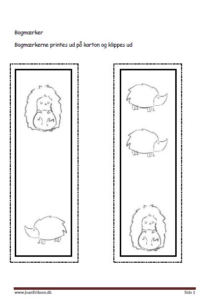 Bogmærker til undervisningen i temaerne Pattedyr, skoven, efterår.