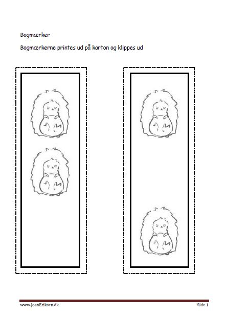 Bogmærker til undervisningen i temaerne Pattedyr, skoven, efterår.