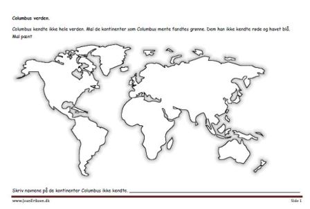 Undervisning i historie med temaet Columbus. Elevopgaver