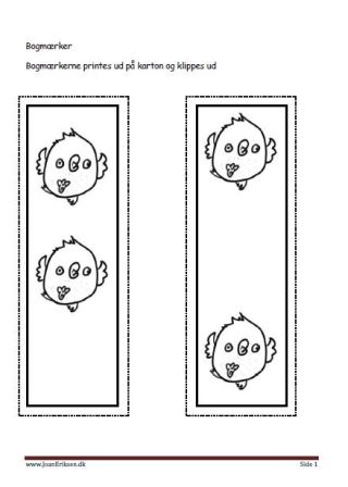 Bogmærker der kan males eller farvelægges, Undervisning i billedkunst og temaet Fugle