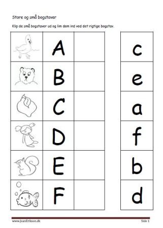Elevopgave med øvelse i små og store bogstaver.