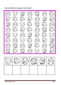 Elevopgaver til matematik Eleverne tælle hvor mange af hver og skriver det. Tema Dyr