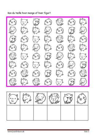 Elevopgaver til matematik Eleverne tælle hvor mange af hver og skriver det. Tema Dyr