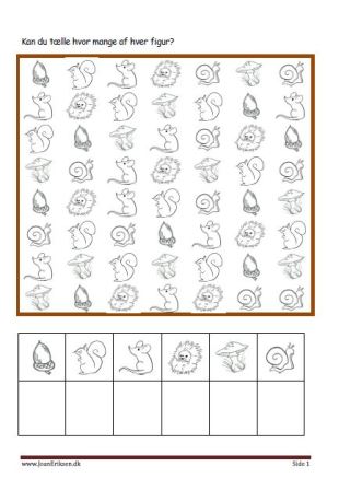 Elevopgaver til matematik Eleverne tælle hvor mange af hver og skriver det. Tema Efterår