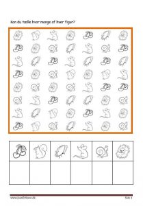Elevopgaver til matematik Eleverne tælle hvor mange af hver og skriver det. Tema Efterår