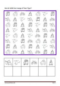 Elevopgaver til matematik Eleverne tælle hvor mange af hver og skriver det. Tema Transport