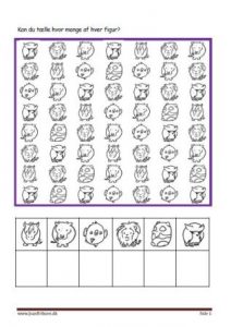 Elevopgaver til matematik Eleverne tælle hvor mange af hver og skriver det. Tema Dyr