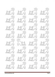 Elevopgave: Figurerne males og den spejlvendte figur males i en kontrastfarve. Tema: Kat