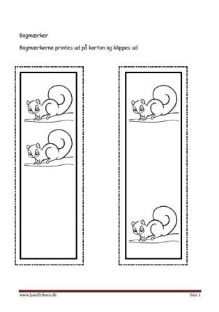 Bogmærker til undervisningen i temaerne Pattedyr, skoven, vilde dyr, efterår.