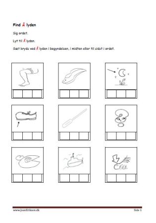 find lyden i bogstaverne. elevopgave til undervisningen i indskolingen.