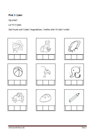 find lyden i bogstaverne. elevopgave til undervisningen i indskolingen.