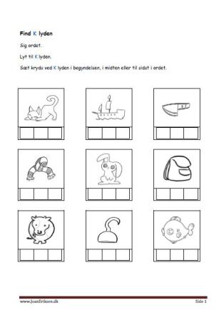 find lyden i bogstaverne. elevopgave til undervisningen i indskolingen.
