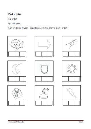 find lyden i bogstaverne. elevopgave til undervisningen i indskolingen.