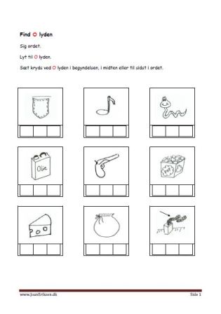 find lyden i bogstaverne. elevopgave til undervisningen i indskolingen.