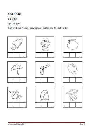 find lyden i bogstaverne. elevopgave til undervisningen i indskolingen.
