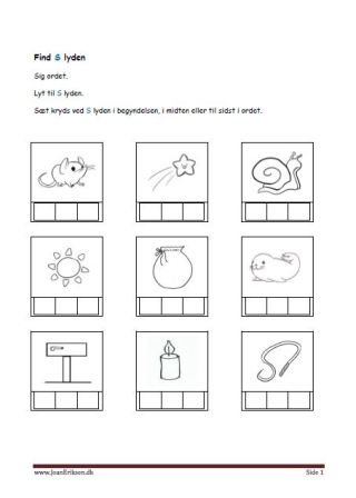 find lyden i bogstaverne. elevopgave til undervisningen i indskolingen.