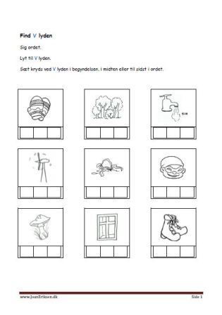 find lyden i bogstaverne. elevopgave til undervisningen i indskolingen.