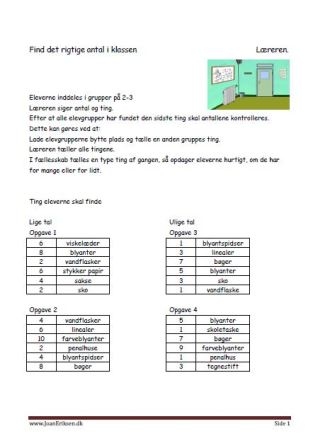 Find det rigtige antal i skoven, skolegården og parken. Udeskole. Aktiviteter i skolen.