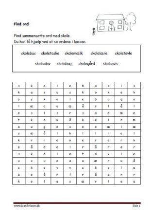 Elevopgave med antonymer og synonymer. Undervisning i dansk. Skole