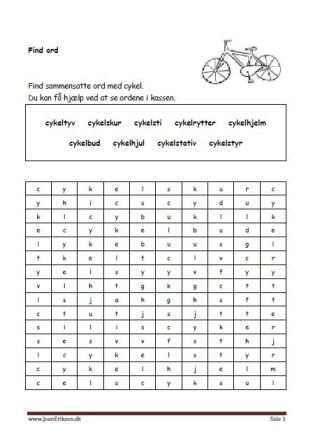 Find sammensatte ord. undervisning i sammensatte ord. Cykel