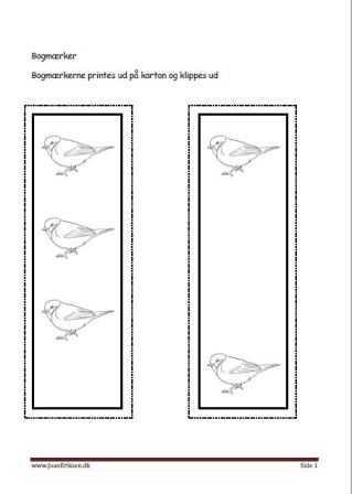 Bogmærker til undervisningen i temaerne Fugle, forår, vinter.