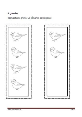 Bogmærker til undervisningen i temaerne Fugle, forår, vinter.