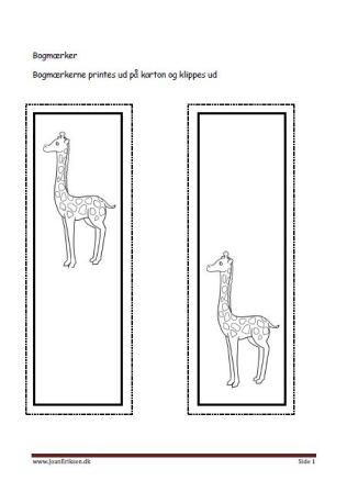 Bogmærker til undervisningen i temaerne Vilde dyr, zoologisk have, pattedyr.