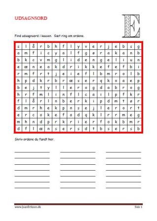 Find ord med udsagnsord. Elevopgave.