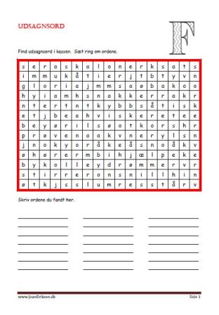 Find ord med udsagnsord. Elevopgave.