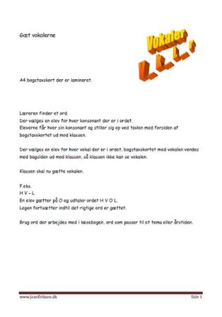 Spil og leg i skolen: Gæt vokaler.