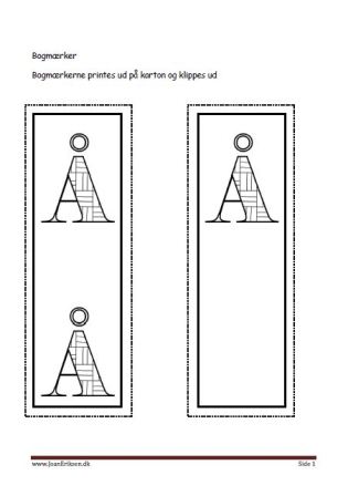 Bogmærker til undervisningen i tal og bogstaver.