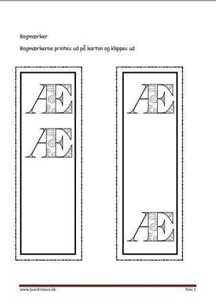 Bogmærker til undervisningen i tal og bogstaver.