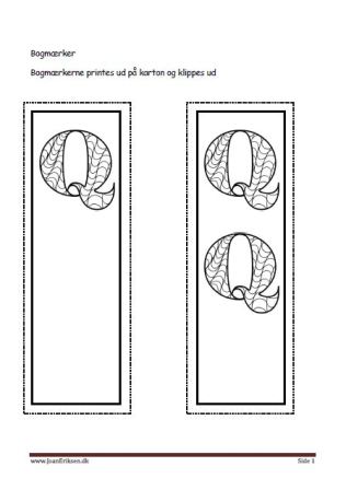 Bogmærker til undervisningen i tal og bogstaver.