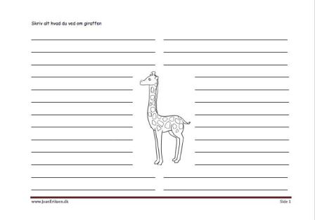 Skrive ark til faglitteratur med giraf