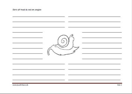 Skrive ark til faglitteratur med snegl