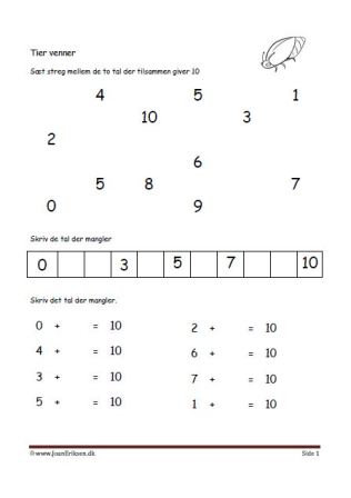 Undervisning i matematik. Plus stykker- 10ér venner.